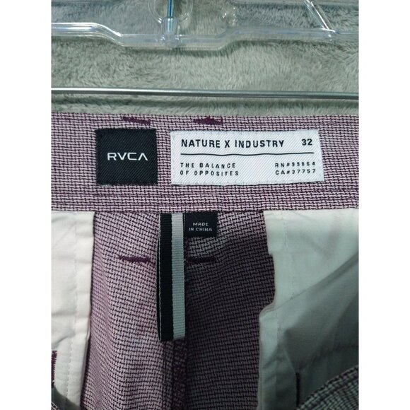 RVCA Shorts Mens 32 Red Backbone Flat Front Twill Lightweight Outdoors Skater - Picture 8 of 10